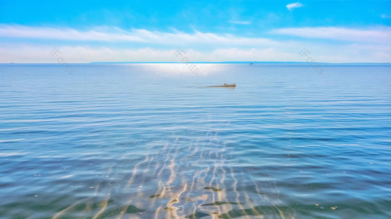波光粼粼的湖面上一只小船夏日美景,高清,摄影图,摄影图片,图片大全,摄影图免费下载